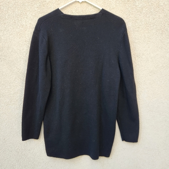 Charter Club Sweater Womens Medium Black 100% Merino Wool Vintage Pullover Tunic - Picture 5 of 10